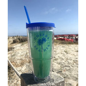 Cheers Beaches Accessories Cheers Beaches 24oz. Double Walled Palm Tree Tumbler.