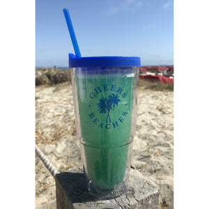 Cheers Beaches Accessories Cheers Beaches 24oz. Double Walled Palm Tree Tumbler.