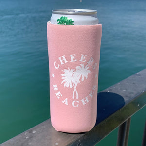 Cheers Beaches Accessories Cheers Beaches® Slim Can Palm Tree Cooler Coral