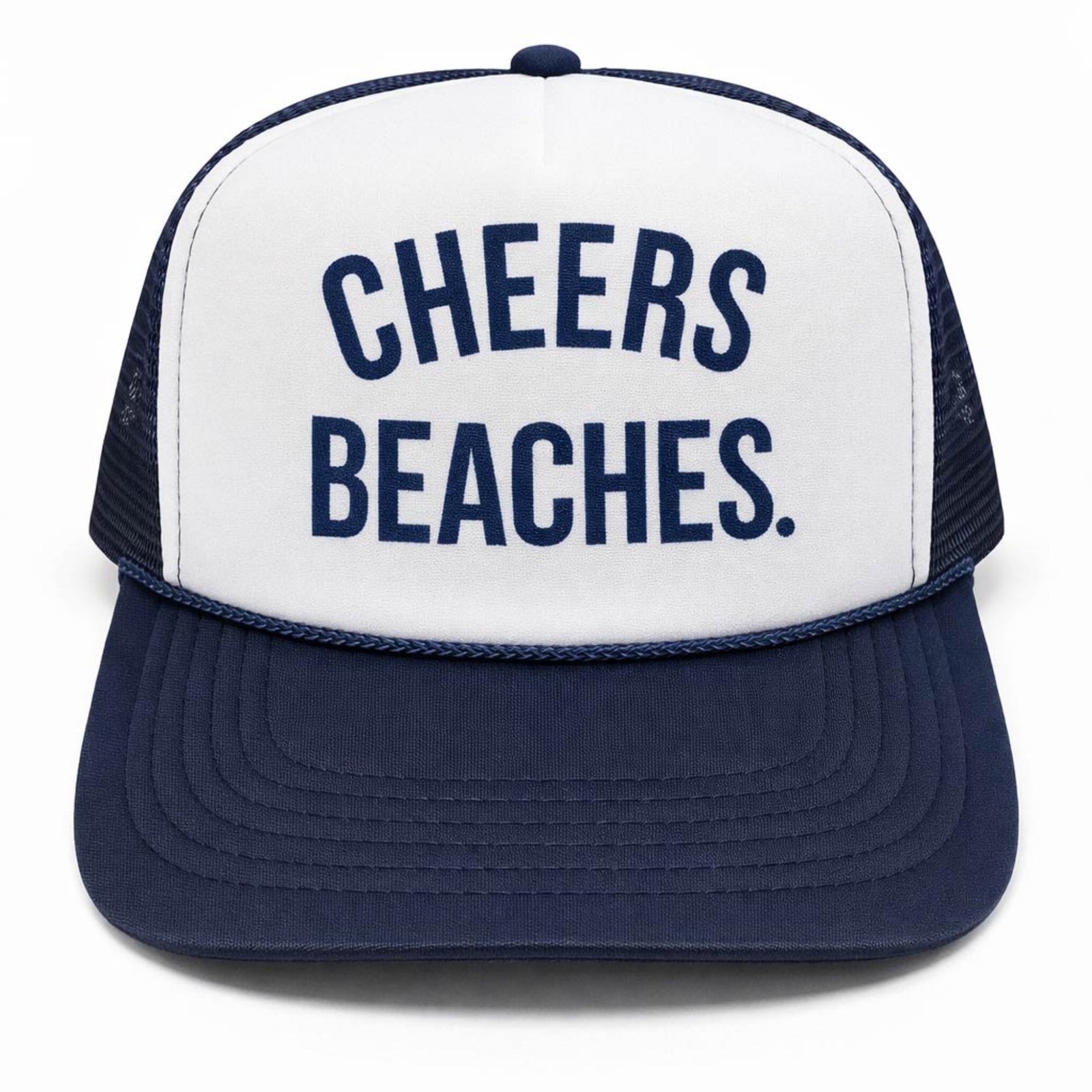 "Cheers Beaches" Navy & White Glitter Trucker Hat - Cheers Beaches