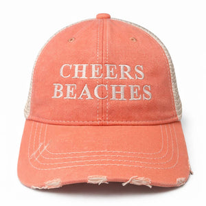 Cheers Beaches Ponytail Trucker Hat: Salmon & White - Cheers Beaches
