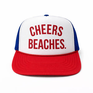 "Cheers Beaches" Red, White & Blue Glitter Trucker Hat - Cheers Beaches