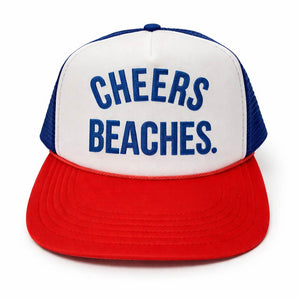"Cheers Beaches" Red, White & Blue Glitter Trucker Hat - Cheers Beaches