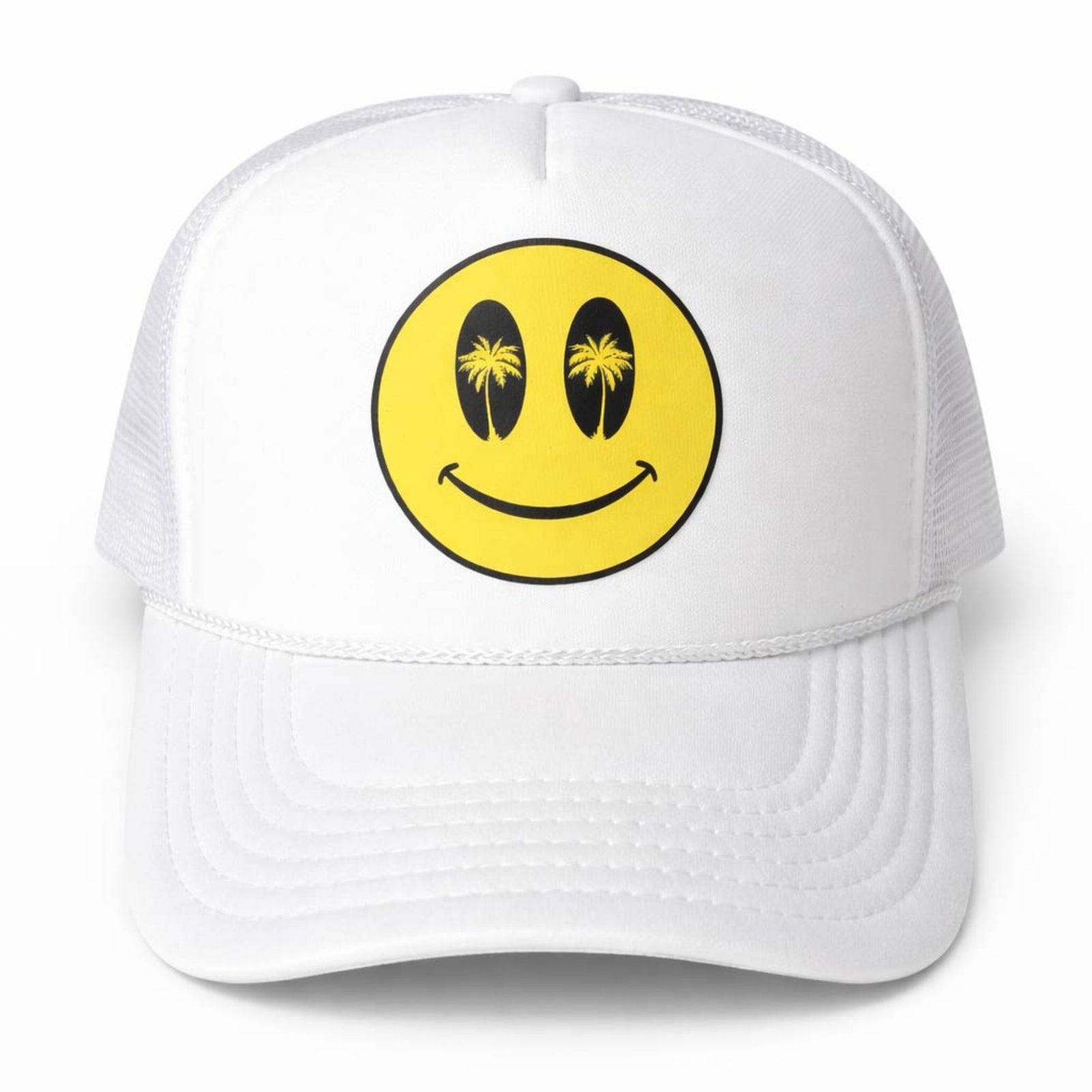 Cheers Beaches® Smiley Face Palm Tree Trucker Hat – Beach Hat - Cheers Beaches