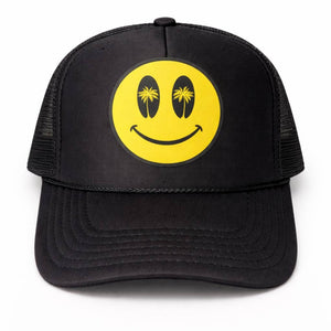 Cheers Beaches® Smiley Face Palm Tree Trucker Hat – Beach Hat - Cheers Beaches