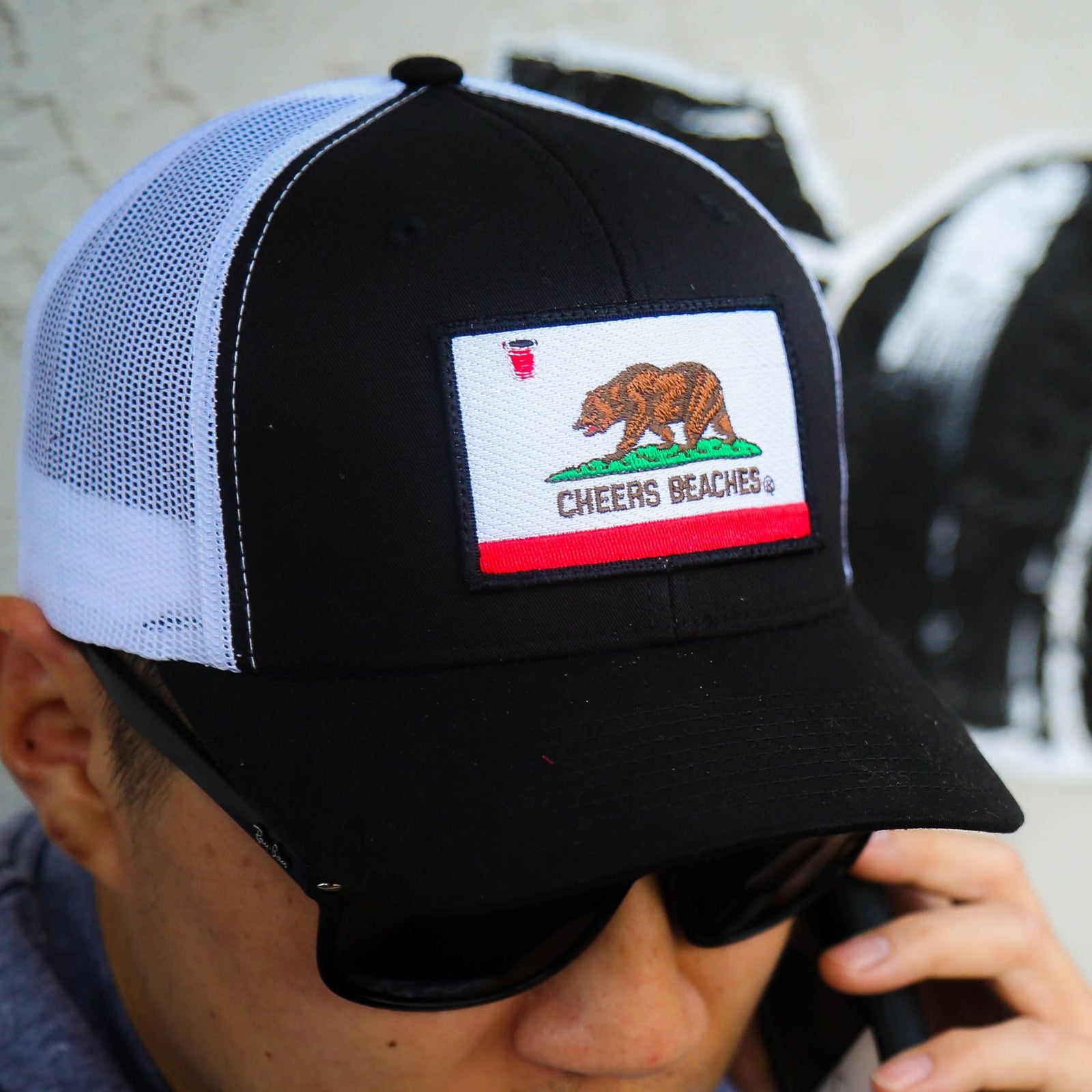 California Bear Flag "Cheers Beaches" Trucker Hat - Cheers Beaches