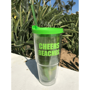 Cheers Beaches 24oz. Double Walled Bold Green Tumbler. - Cheers Beaches
