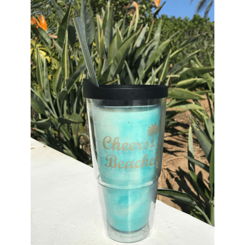 Cheers Beaches 24oz. Double Walled Golden Palm Tumbler. - Cheers Beaches