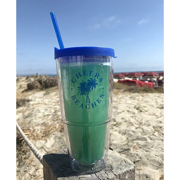 Cheers Beaches 24oz. Double Walled Palm Tree Tumbler. - Cheers Beaches