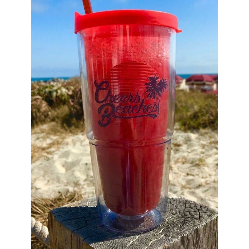 Cheers Beaches 24oz. Double Walled Retro Sunset Tumbler. - Cheers Beaches