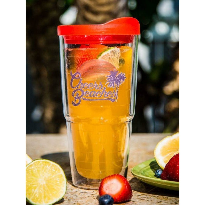 Cheers Beaches 24oz. Double Walled Retro Sunset Tumbler. - Cheers Beaches