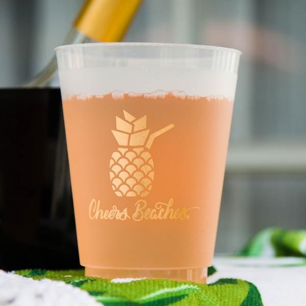 Cheers Beaches Accessories 1 Set of 8 Cups Cheers Beaches Pineapple Frosted Party Cup: Set of 8