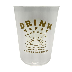Cheers Beaches Accessories 1 Set of 8 Cups "Drink Happy Thoughts" Frosted Party Cups: Set of 8