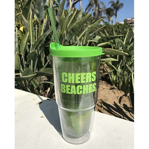 Cheers Beaches Accessories Cheers Beaches 24oz. Double Walled Bold Green Tumbler.