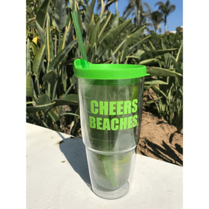 Cheers Beaches Accessories Cheers Beaches 24oz. Double Walled Bold Green Tumbler.