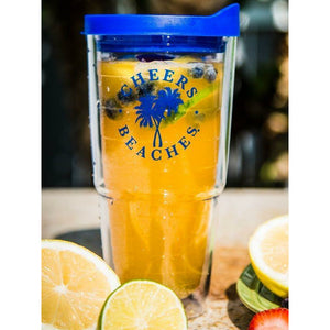 Cheers Beaches 24oz. Double Walled Palm Tree Tumbler.