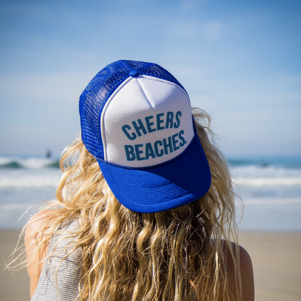 Cheers Beaches Accessories "Cheers Beaches" Trucker Hat: Royal Blue & White