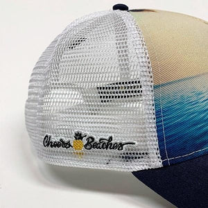 Cheers Beaches Accessories Universal / Cream Cheers Beaches Embroidered Pineapple Beach Trucker Hat: Carolina Blue