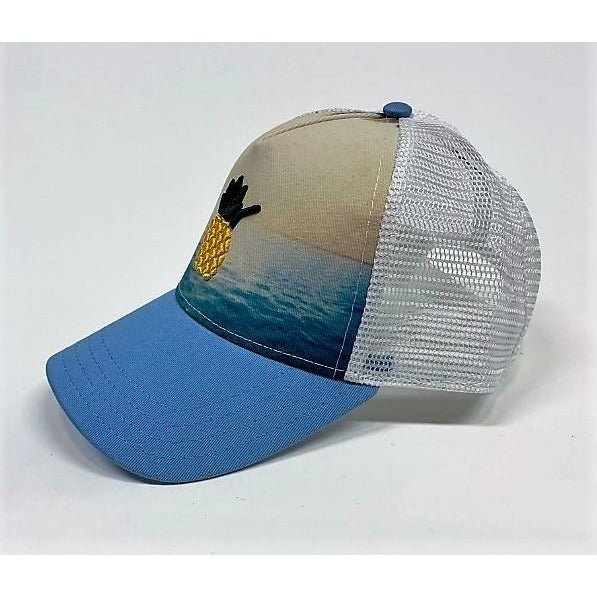 Cheers Beaches Embroidered 3D Pineapple Beach Trucker Hat: Carolina - Cheers Beaches
