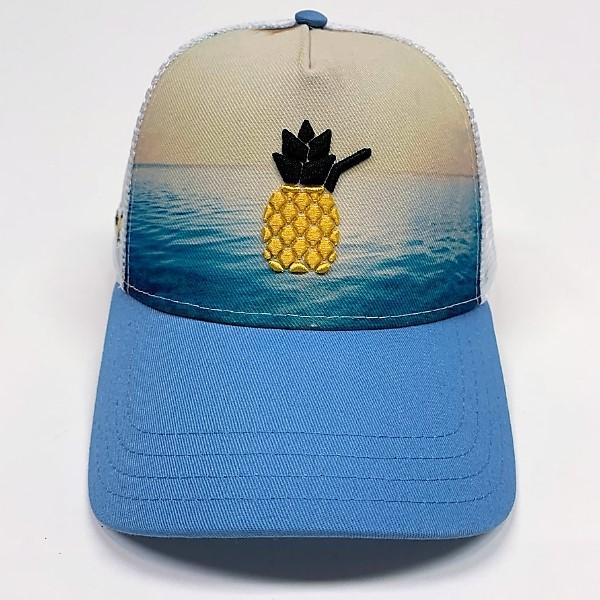 Cheers Beaches Embroidered 3D Pineapple Beach Trucker Hat: Carolina - Cheers Beaches