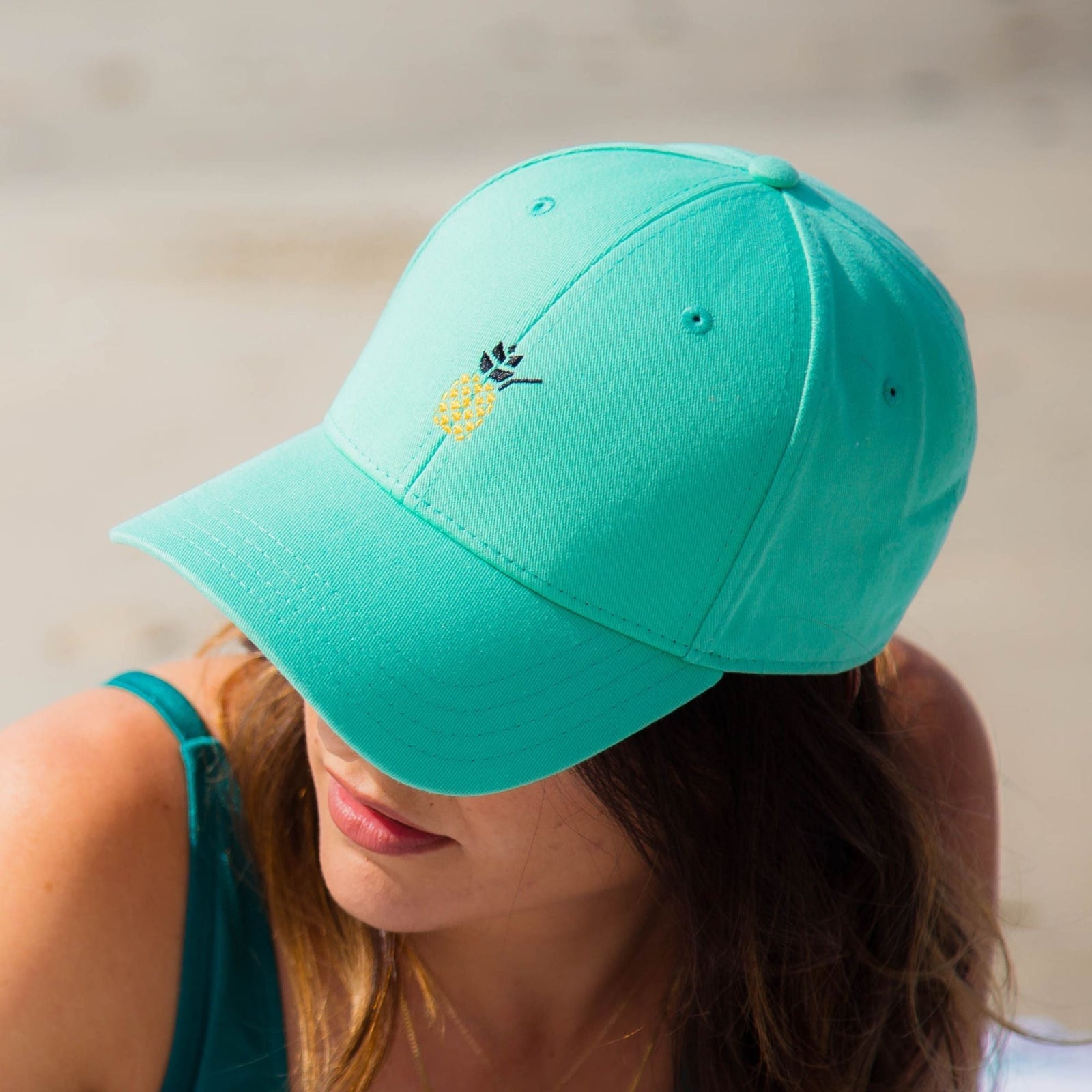 Cheers Beaches Embroidered Pineapple Hat: Seafoam - Cheers Beaches