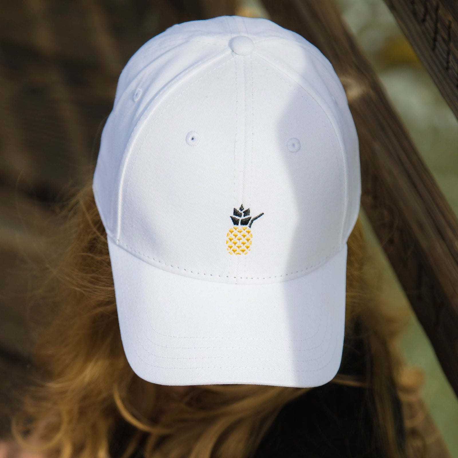 Cheers Beaches Embroidered Pineapple Hat: White - Cheers Beaches