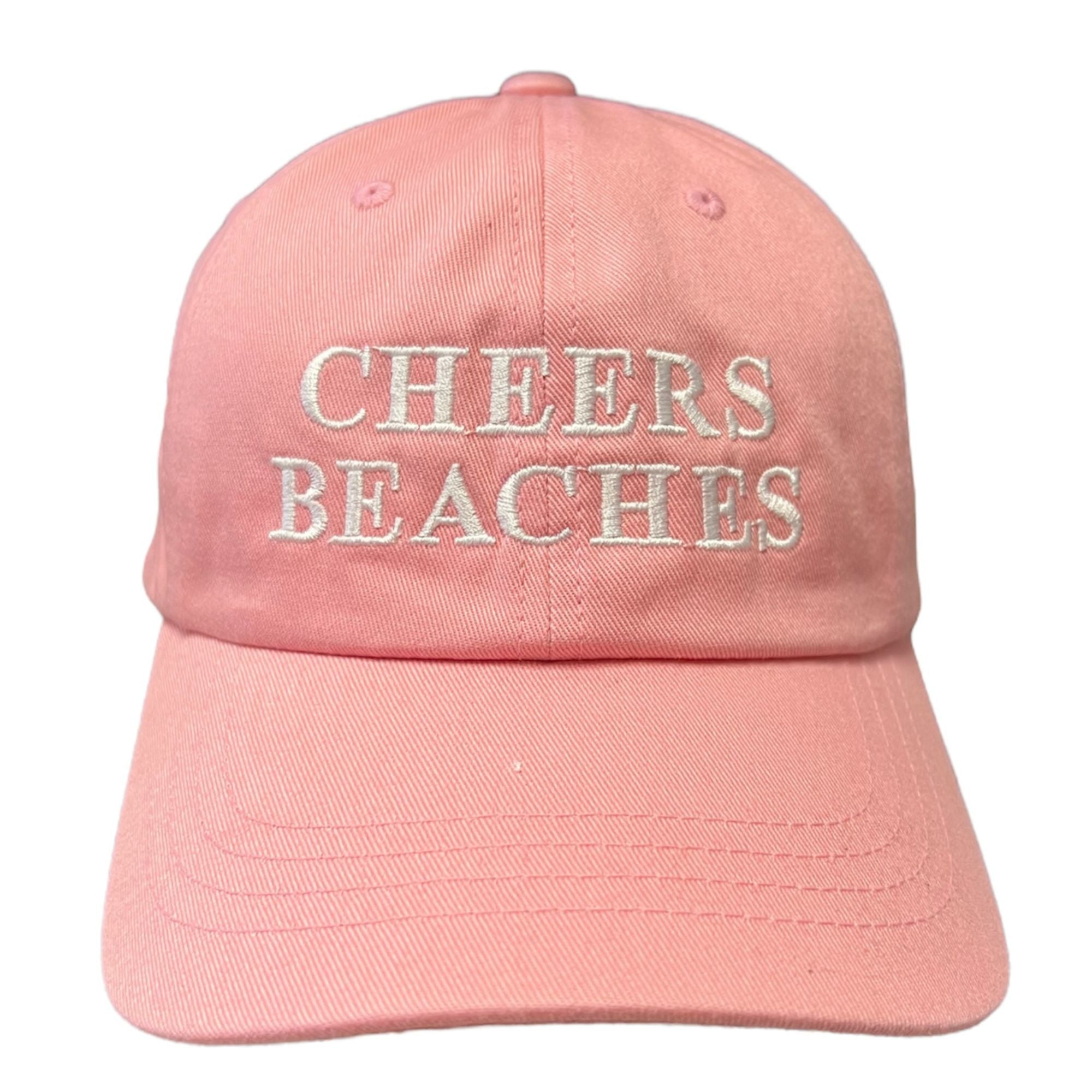 Cheers Beaches Embroidered Ponytail Trucker Hat: Coral & Sand - Cheers Beaches