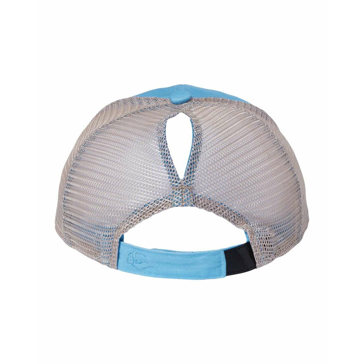 Cheers Beaches Embroidered Ponytail Trucker Hat: Sky Blue & Sand - Cheers Beaches
