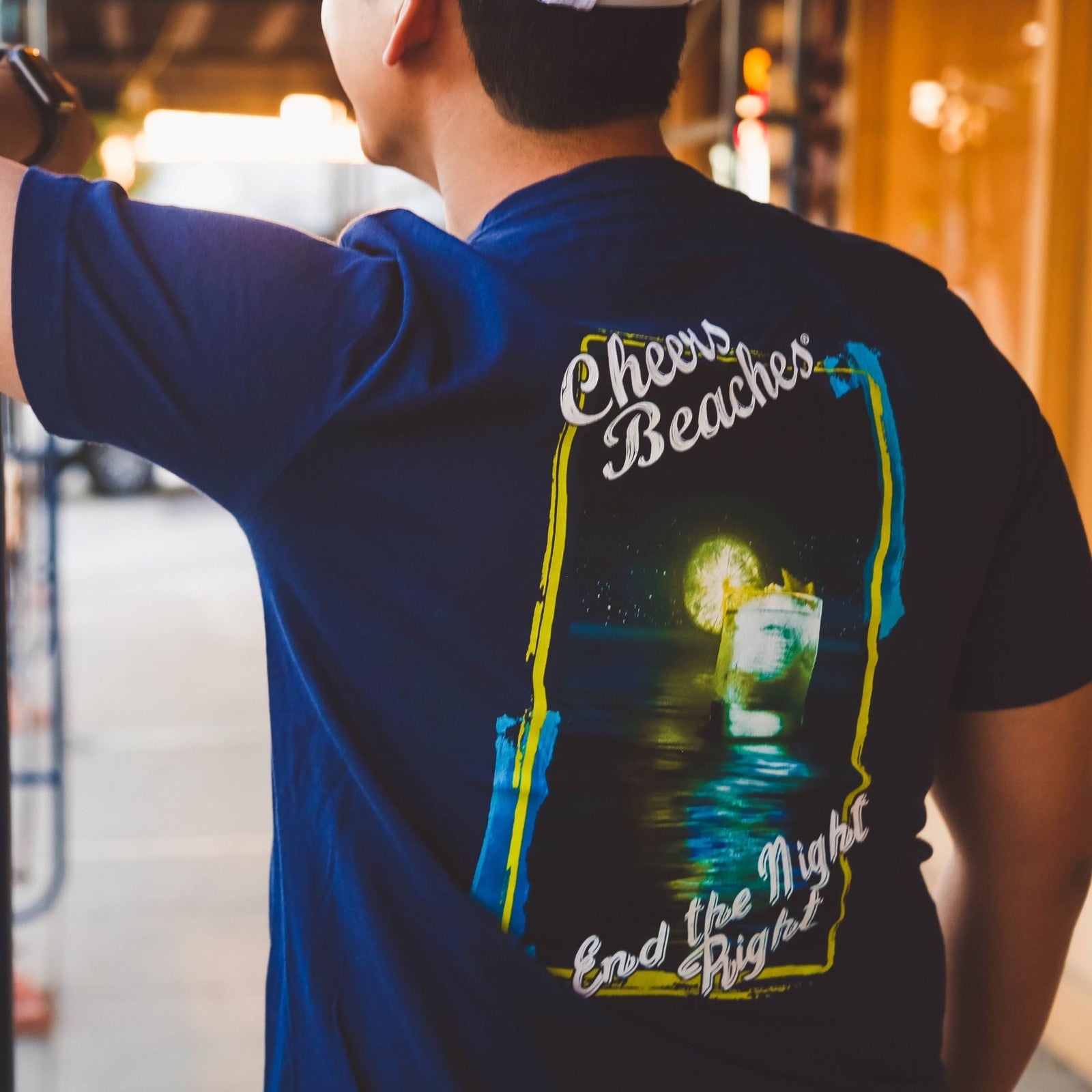 Cheers Beaches "End The Night Right" T-shirt: Navy - Cheers Beaches