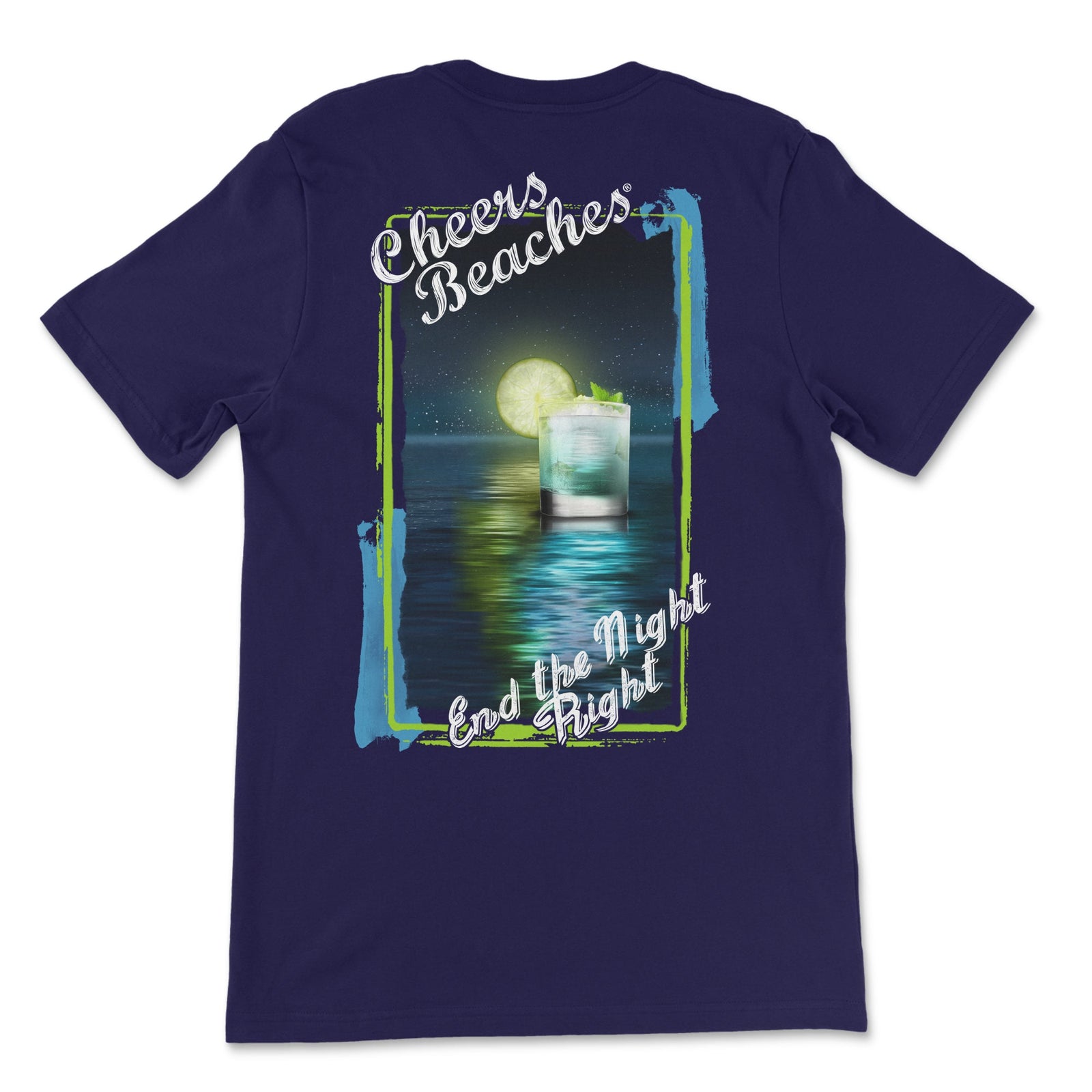 Cheers Beaches "End The Night Right" T-shirt: Navy - Cheers Beaches