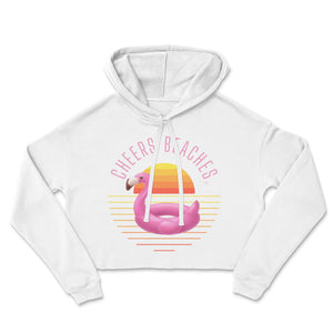 Cheers Beaches® Flamingo Float Crop Sweatshirt – Women's Beach Hoodie - Cheers Beaches