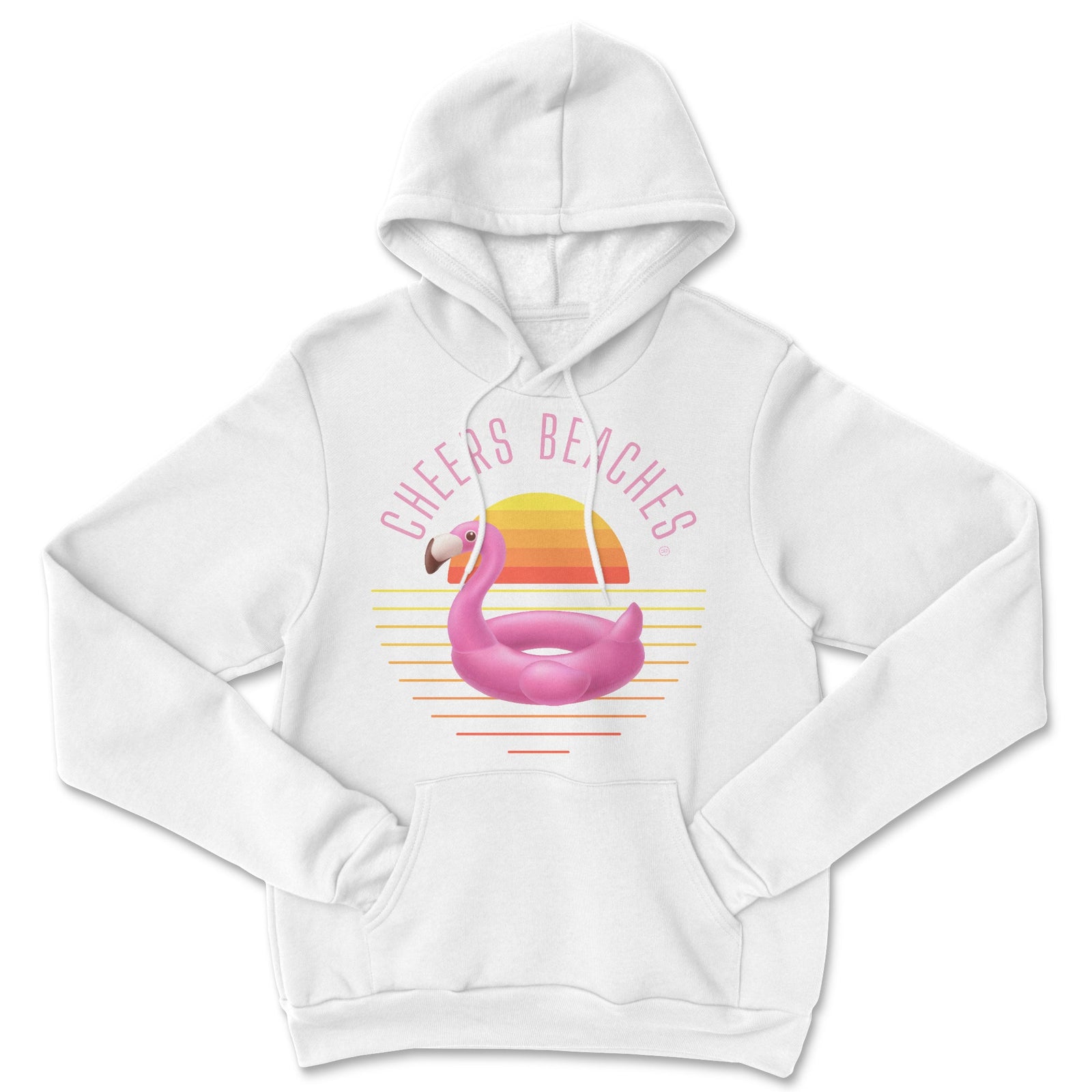 Cheers Beaches Flamingo Float Sweatshirt: White - Cheers Beaches