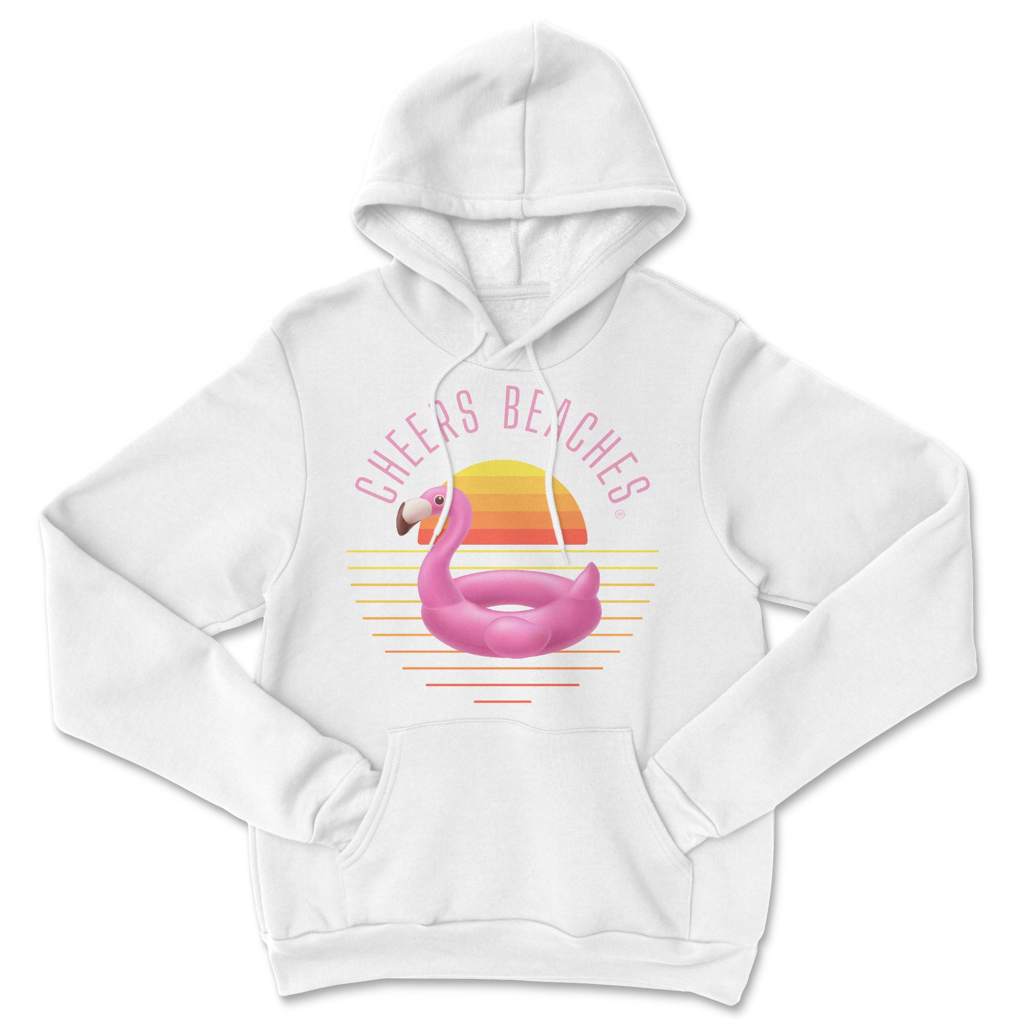 Cheers Beaches Flamingo Float Sweatshirt: White - Cheers Beaches