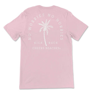 Cheers Beaches Men "No Worries No Hurries" Cheers Beaches Palm Tree T-shirt