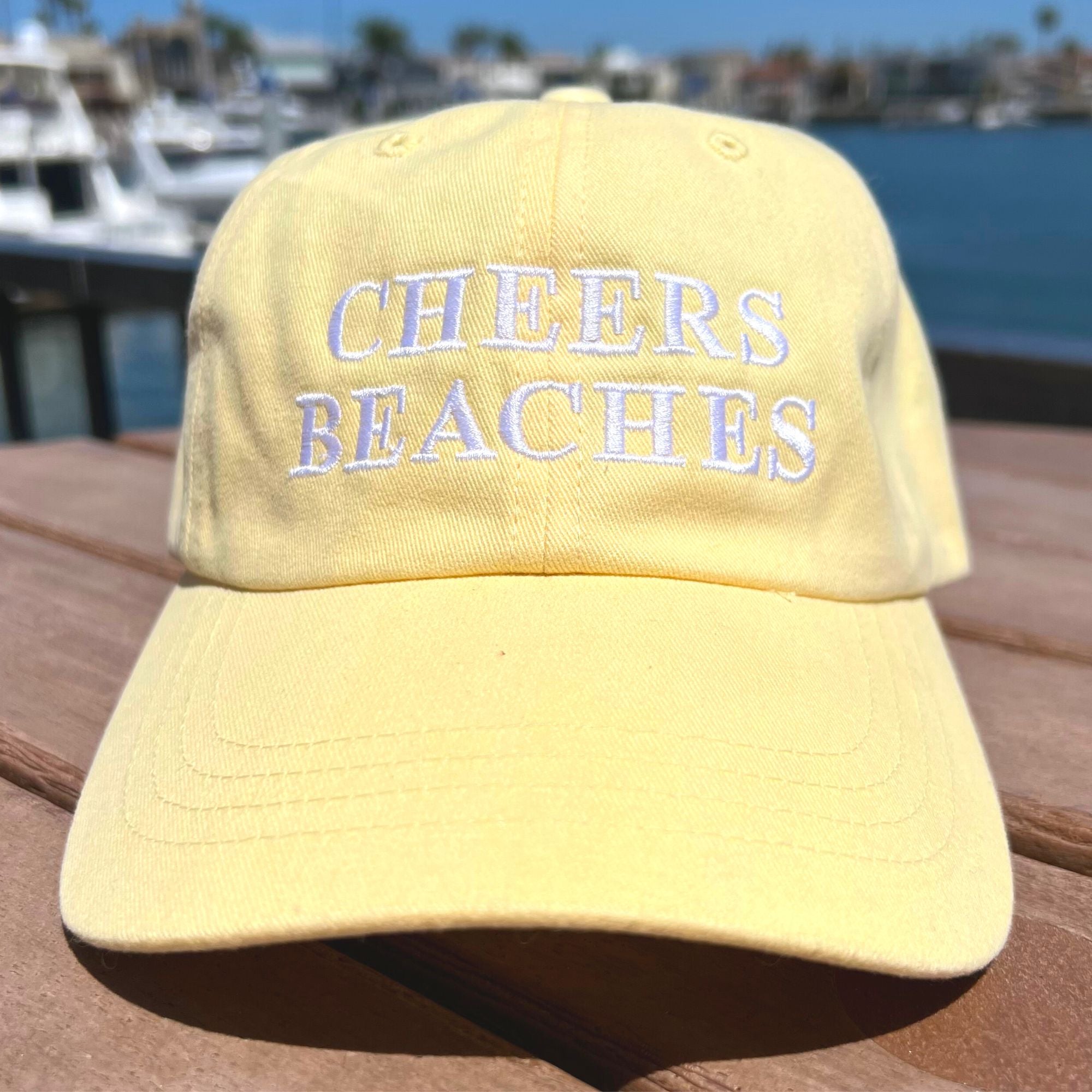 Cheers Beaches Snap - Back Classic Baseball Hat: Yellow - Cheers Beaches