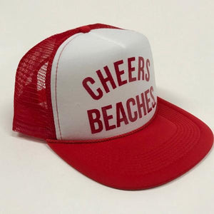 "Cheers Beaches" Trucker Hat: Red & White - Cheers Beaches