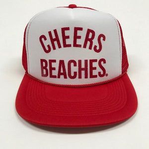 "Cheers Beaches" Trucker Hat: Red & White - Cheers Beaches
