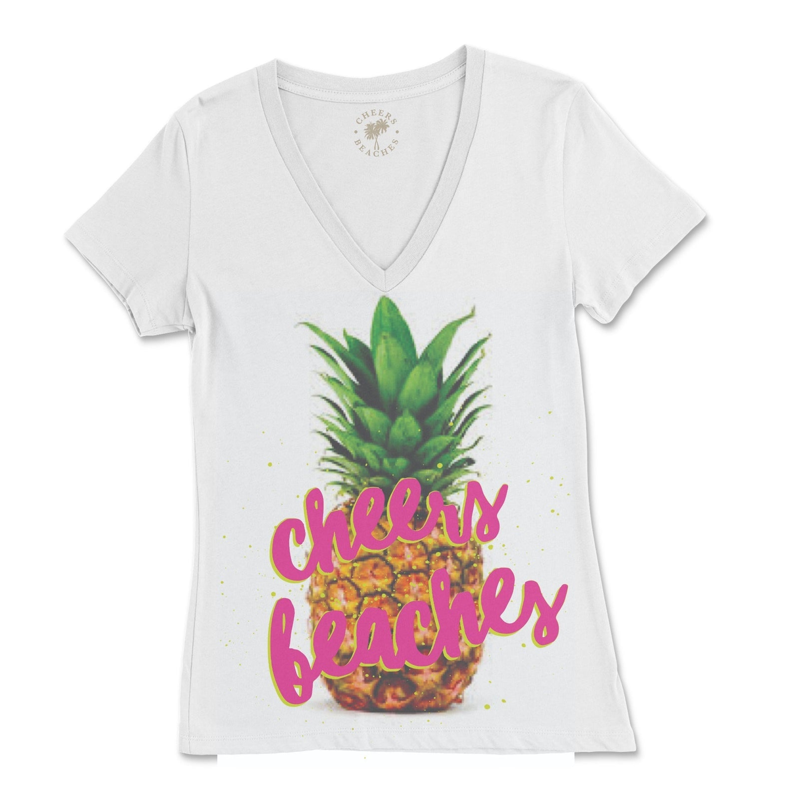 Cheers Beaches Woman's Pineapple V Neck T Shirt - Cheers Beaches