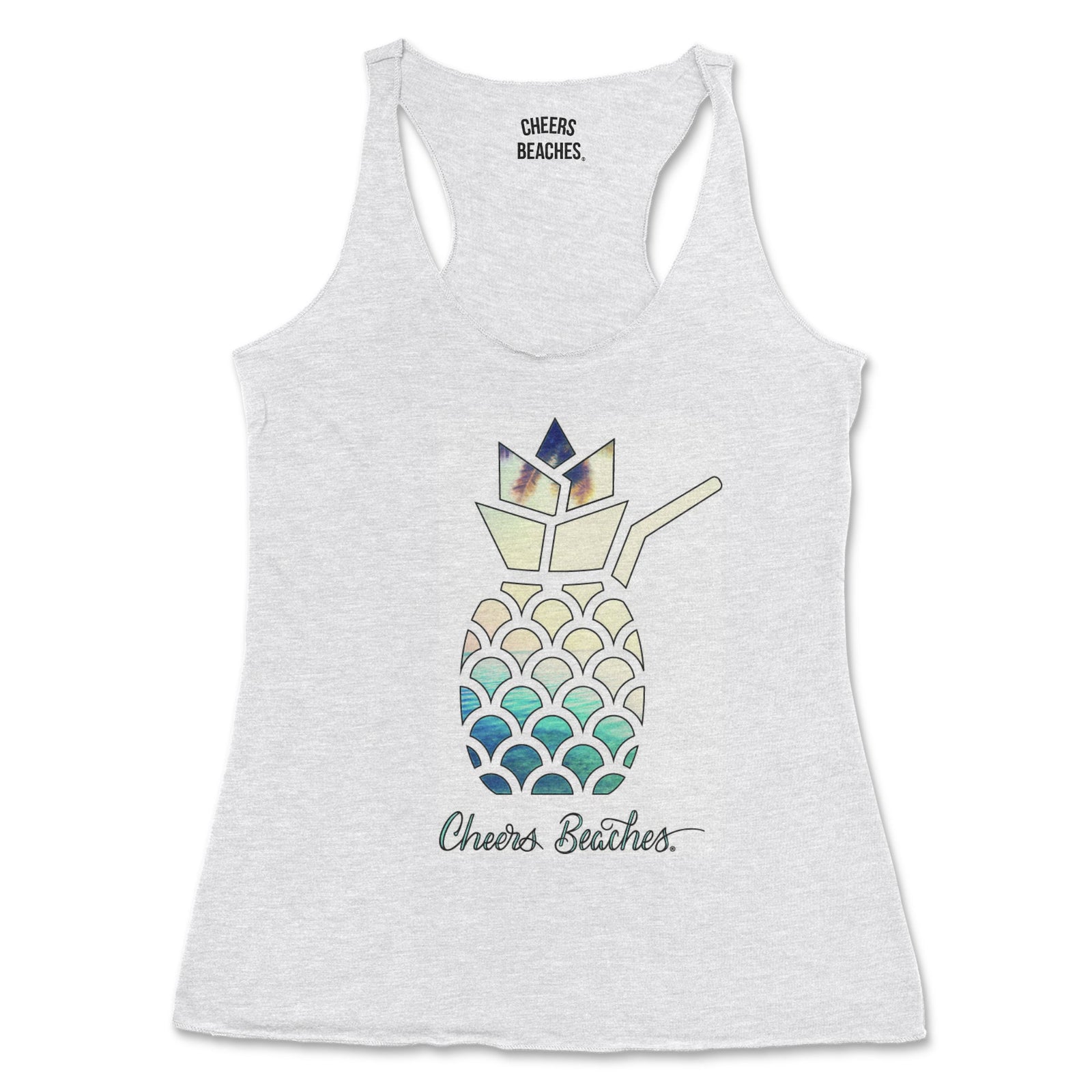 Cheers Beaches Women Cheers Beaches Blue Pineapple Paradise Racerback Tank