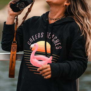 Cheers Beaches Women Cheers Beaches Flamingo Float Sweatshirt: Black