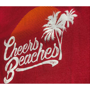 Cheers Beaches Women Retro Sunset & Palm V Neck