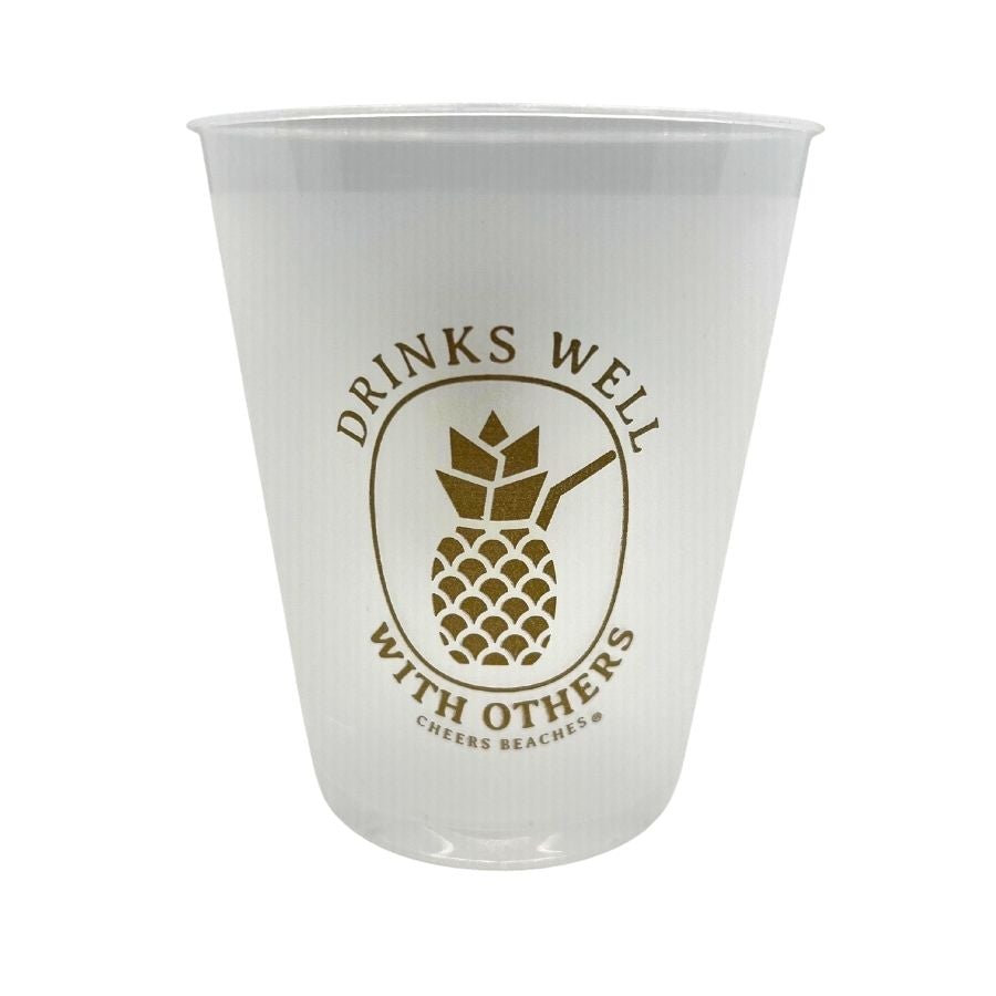 "Drinks Well With Others" Frosted Party Cups: Set of 8 - Cheers Beaches