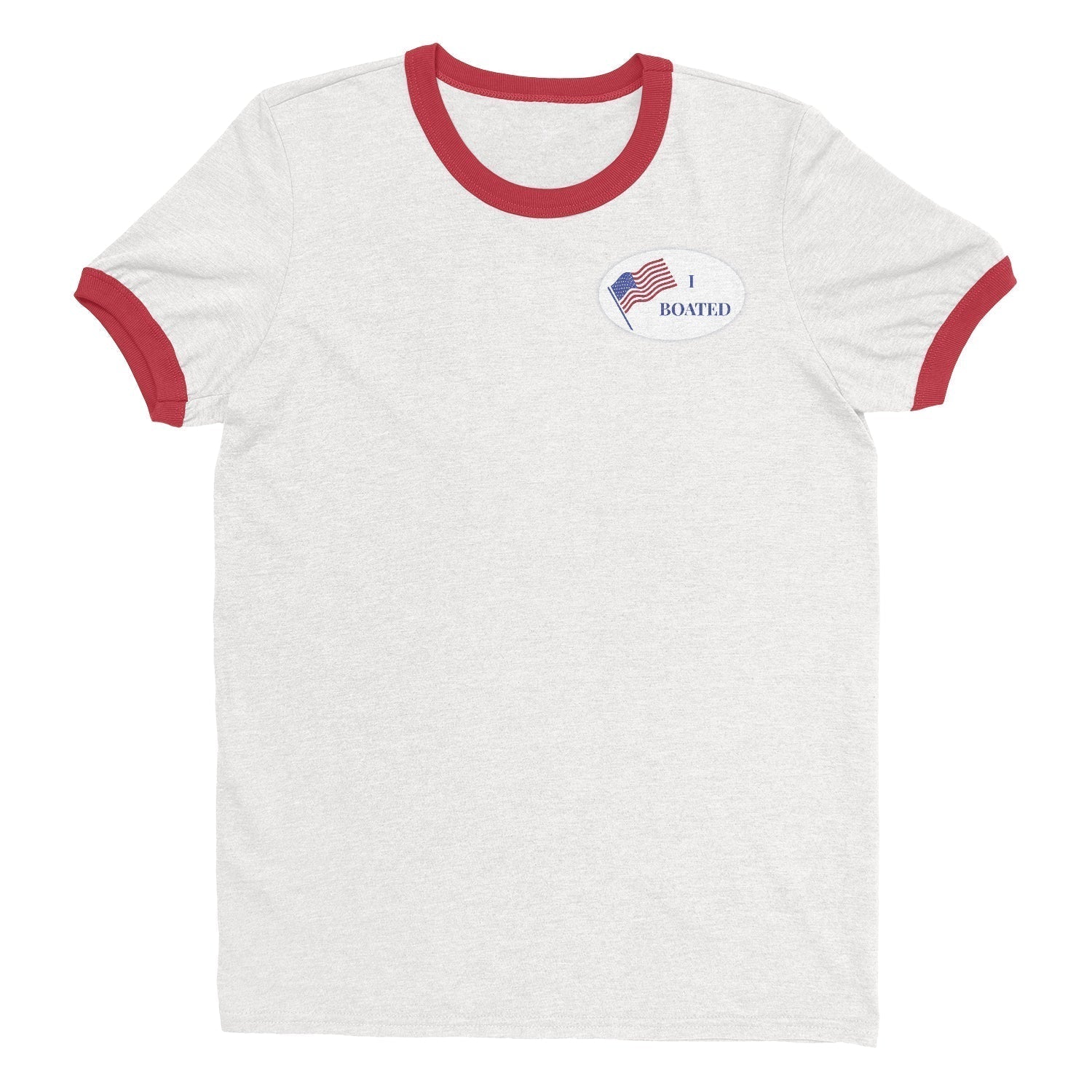 "I Boated" Ringer Tee: Red - Cheers Beaches