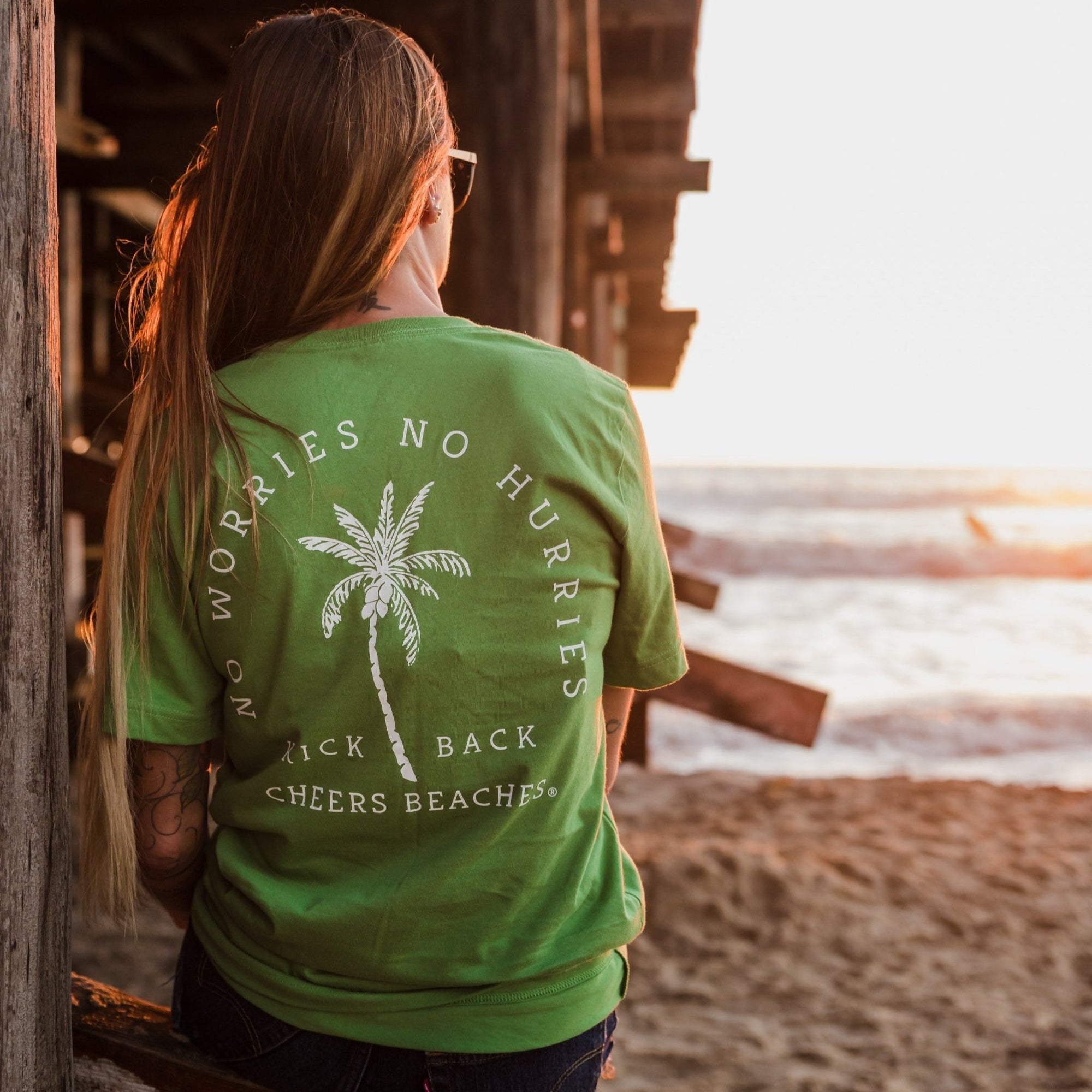 "No Worries No Hurries" Palm Tree: Leaf - Cheers Beaches